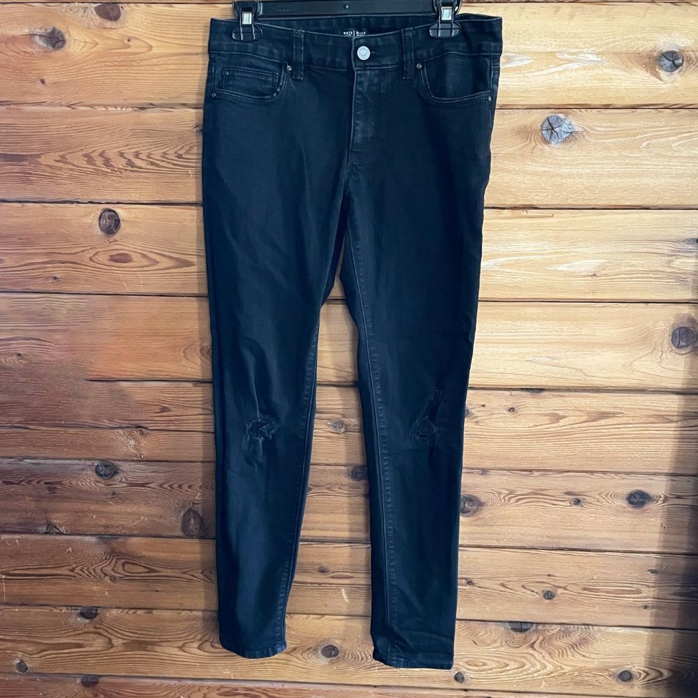 White House Black Market Black Distressed Jeans 4R